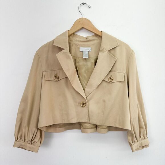 Spiegel Women’s Vintage Strapless Khaki Jumpsuit Matching Oversized Cropped Jack - Picture 3 of 16